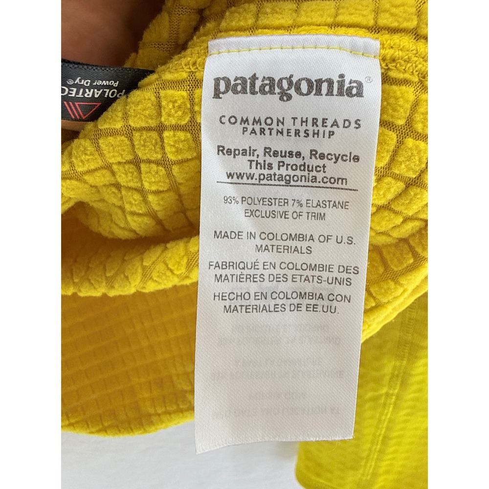 Patagonia R1 Pullover Mens Large Yellow Polartec Power Dry Grid‎ Fleece 40109 - Picture 5 of 10